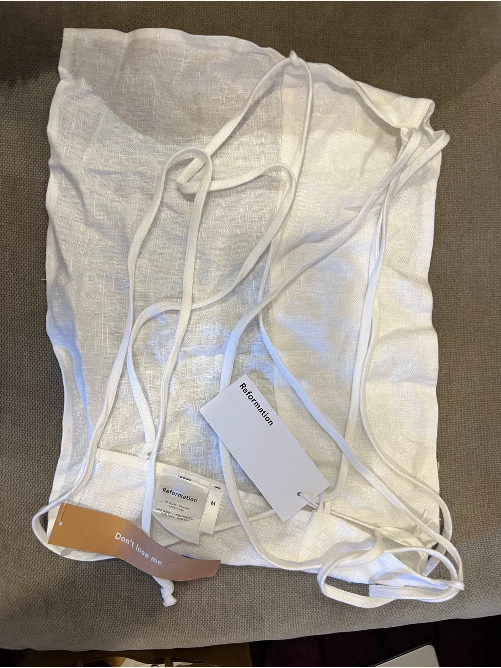 NWT Reformation White Linen Napkin Crop Top